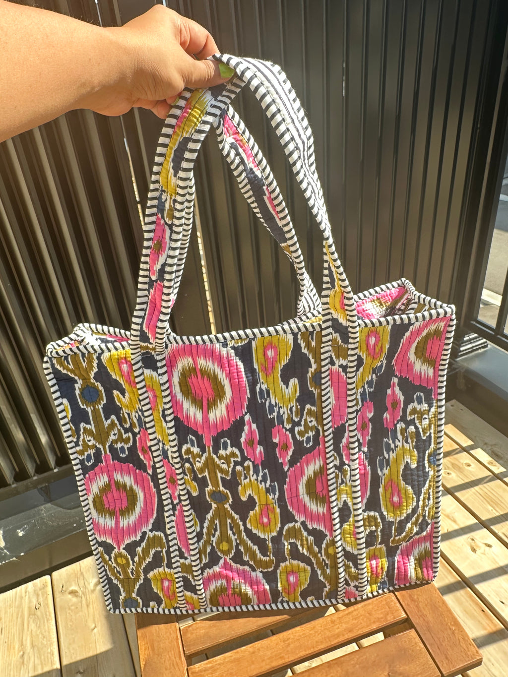 Quilted Tote Bag & Pouch Set