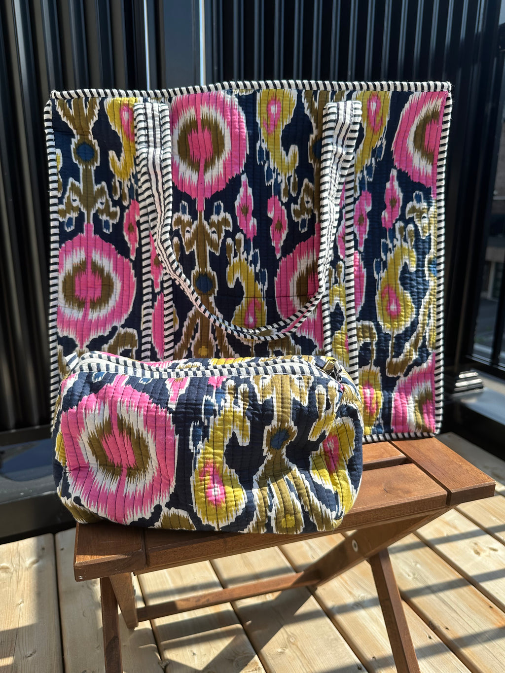 Quilted Tote Bag & Pouch Set