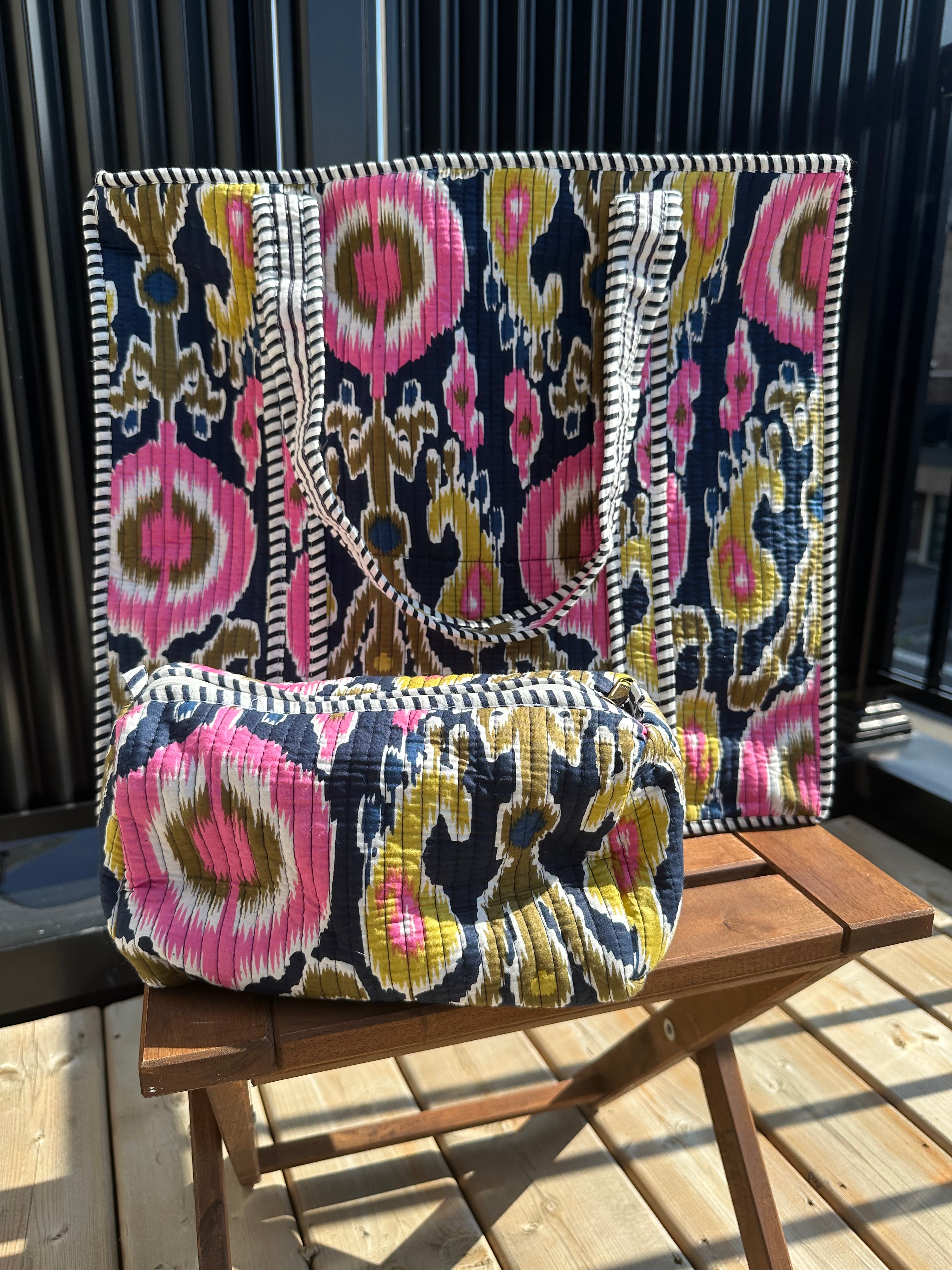 Quilted Tote Bag & Pouch Set