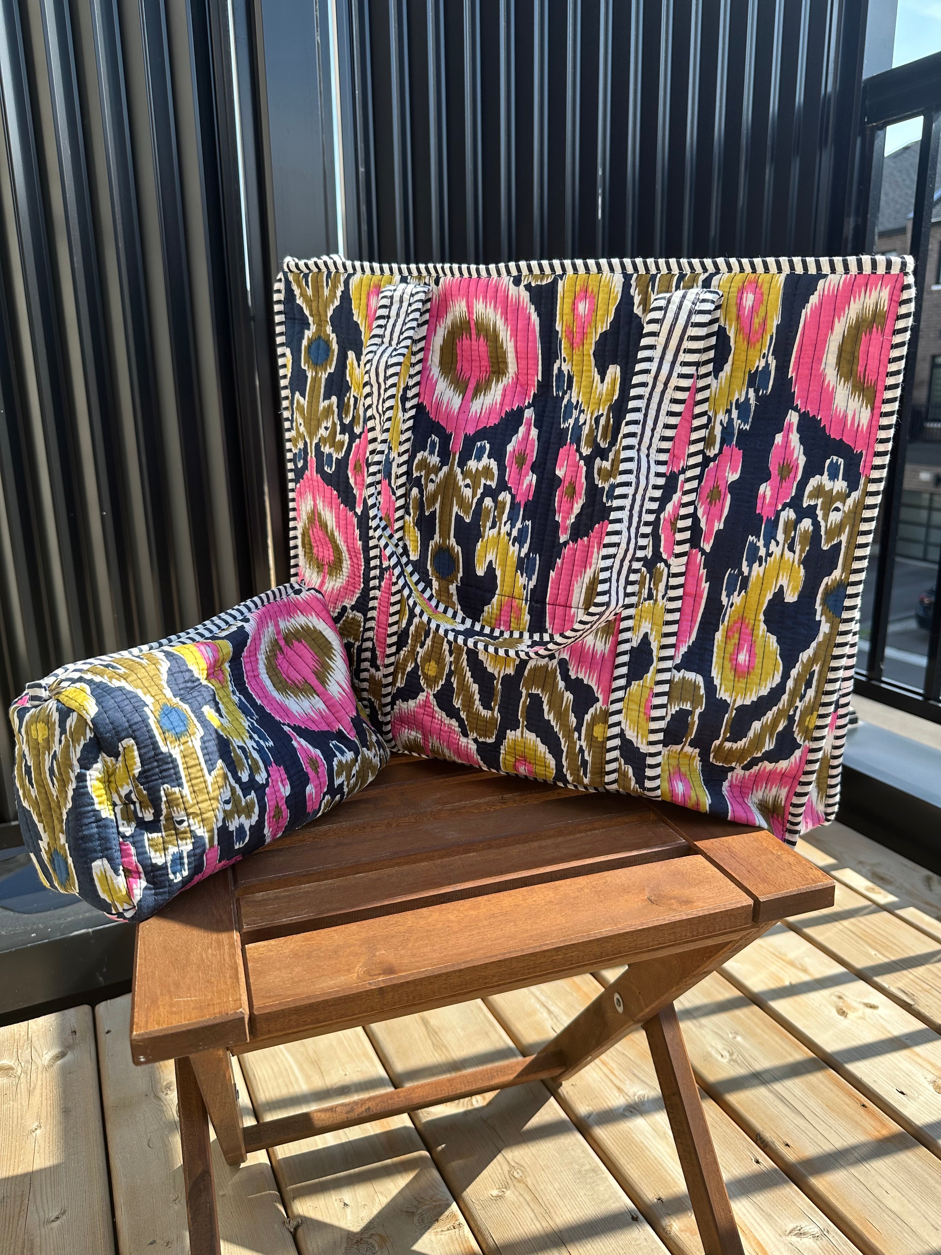 Quilted Tote Bag & Pouch Set