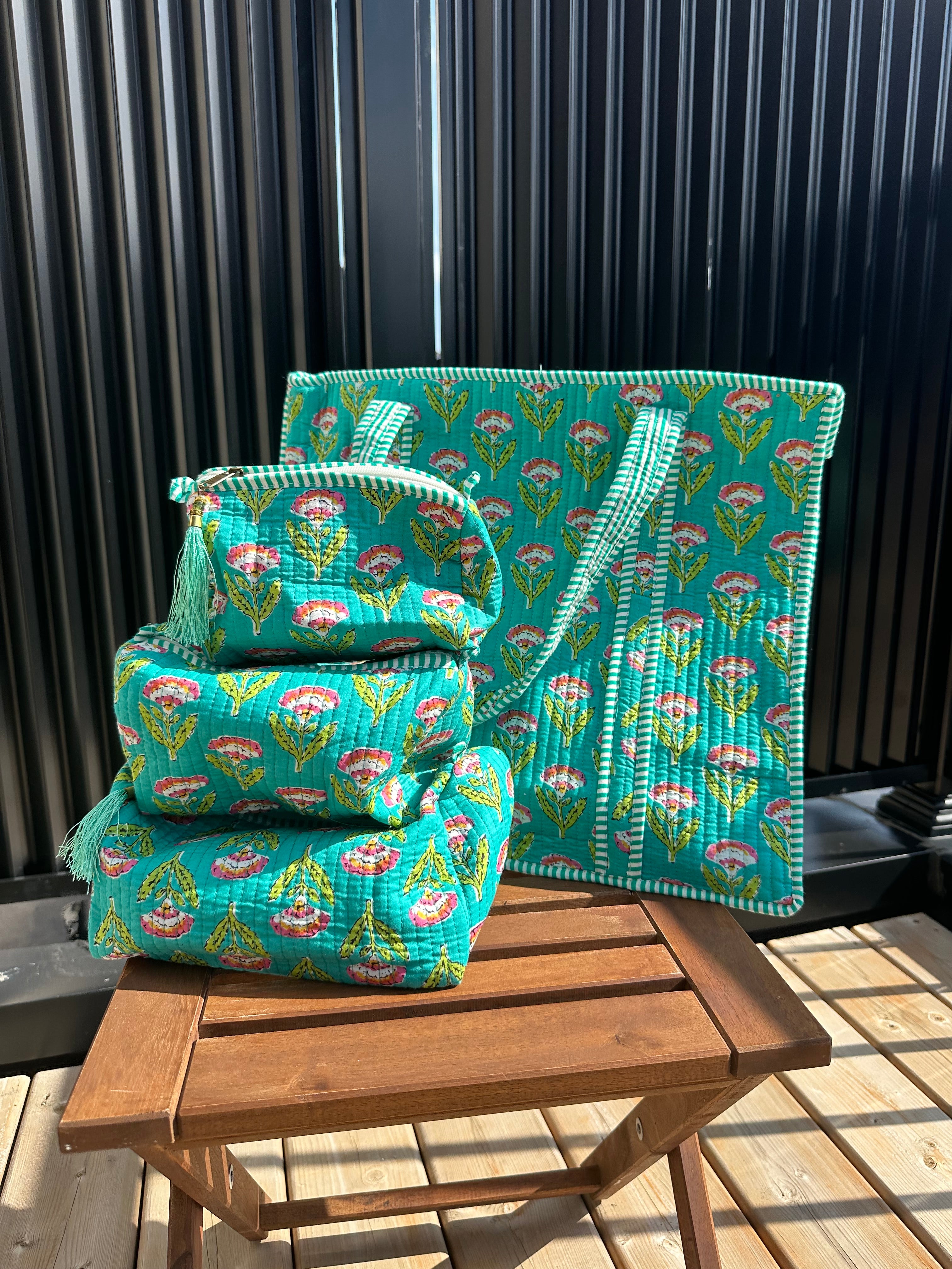 Quilted Tote Bag & Pouch Set
