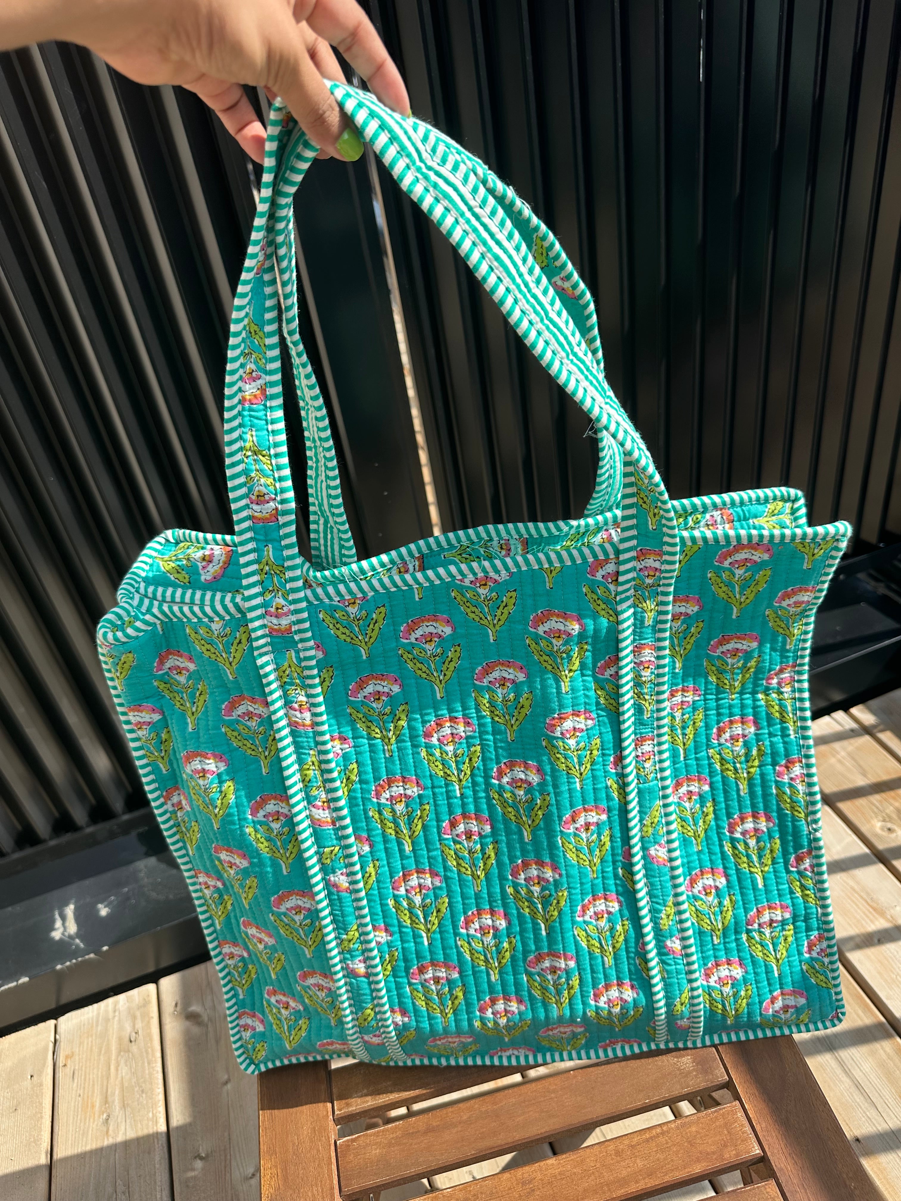 Quilted Tote Bag & Pouch Set